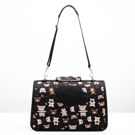 Bag - carrying for animals "Bear", black, size S, 37.5 x 17 x 22 cm-1