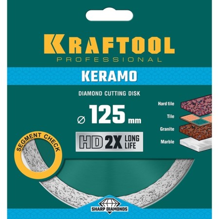Diamond disk Kraftool 36684-125, continuous, d = 22.2 mm, 125 mm-2