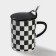 Ceramic mug with a spoon "Abstract", 400 ml, black and white color
