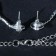 Set 2 objects: earrings, necklace necklace drops, one thread, white color in silver, 35 cm