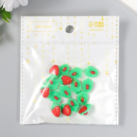 Buttons decorative plastic "Strawberry" (set 16 pcs) 1.5x1 cm-4