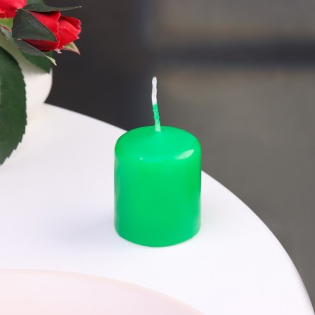 Candle - cylinder, 4x5cm, 7 hours, 47 g, green-1