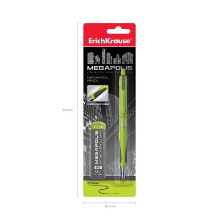 Set of Pencil Mechanical HB, 0.7 mm, Erichkrause Megapolis Concept + 20 sections, blister, rubber emphasis-2