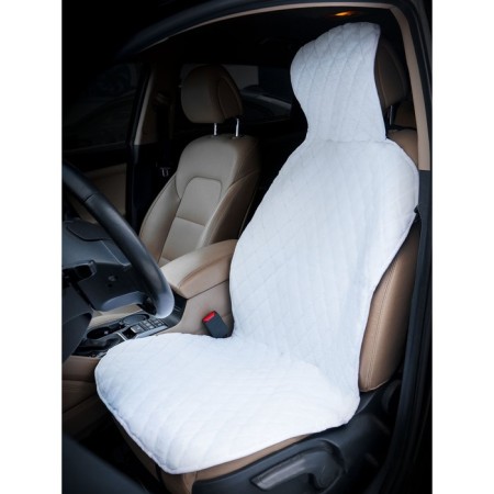 Artificial fur cape, white with a short pile, in the front seat