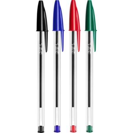 Set of ballpoint pens, 4 pieces, BIC "Cristal Original" Knot 1.0 mm, average letter, blue ink, transparent case-6