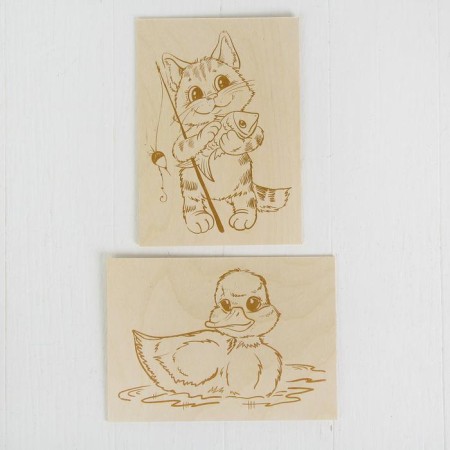 Boards for burning "Duckling and Kot-Rybolov", 2 pcs.-1