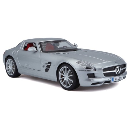 MASTO Die-Cast Mercedes-Benz Sls AMG machine, opening doors, 1:18, silver color-1