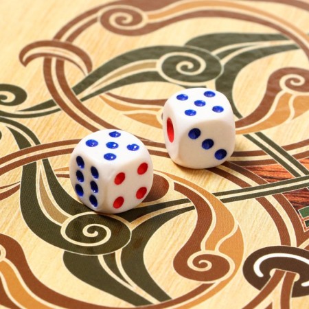 Backgammon "Hunting with a golden eagle", a wooden board 40 x 40 cm, with a field for playing checkers-4