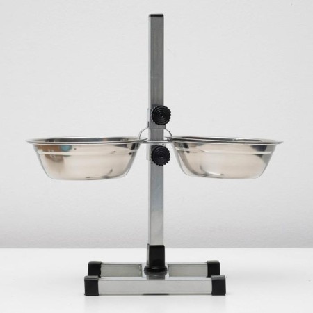 A stand with bowls, 2 x 1.5 l, height 50 cm, collapsible with an upper latch, chrome-5