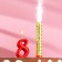 Candle for cake the number "Oval" Red "8" + fountain
