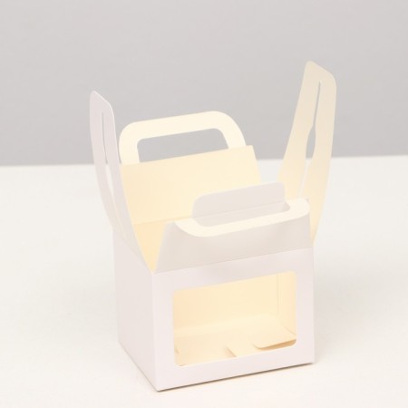 The box is folding, with a window and a handle, white , 7 x 7 x 10 cm-2