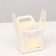 The box is folding, with a window and a handle, white , 7 x 7 x 10 cm
