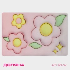 Коврик для дома Доляна Pink Flowers, диатомитовый, 40×60 см