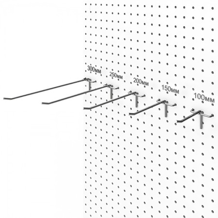 A single hook on a perforated chipboard panel, step 25 mm, d = 4 mm, l = 150 mm, zinc-1