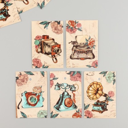Cardboard "Retro Series" set 10 pcs (5 types) 4x6 cm