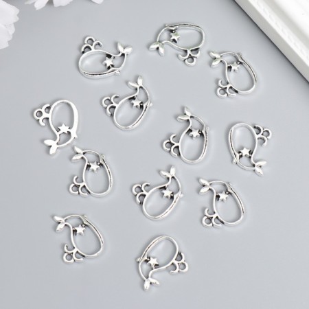 Decor for creativity Metal "Kit with an asterisk" silver set 12 pcs 1.5x1.9 cm-1