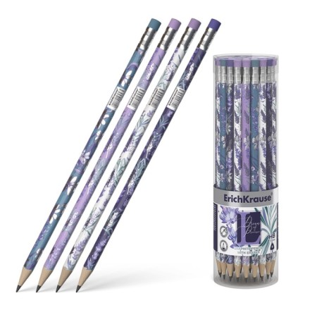 Chernographic pencil with Erichkrause "Lavender", HB, Grifel D = 2.2 mm, wood, three -sided in a tube, mix
