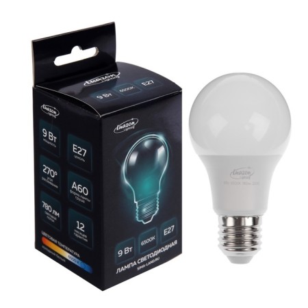 Luazon Lighting, A60, 9 W, E27, 780 LM, 6500 K, cold white lamp.-1