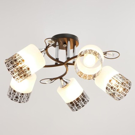 Chandelier gallop 890551 5x60W E27 black/matte white with black pattern