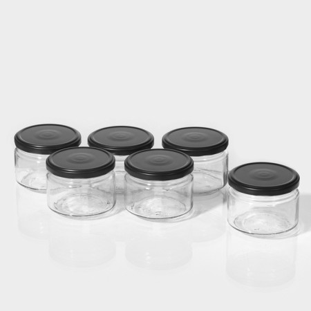 A set of glass jars with a conservation lid, TO-82 mm, for candles, 0.25 l, 6 pcs