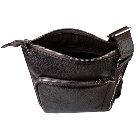 Male bag, lightning department, 2 outer pockets, adjustable belt, brown color-1