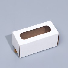Box for Makarun, white, with a window of 12 x 5.5 x 5.5 cm