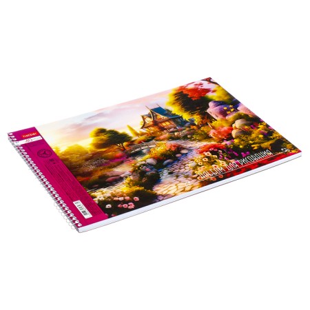 Album for drawing A4, 40 sheets, on the crest, "picturesque corners", covered cardboard, perforation for separation, block 100 g/m2, mix-2
