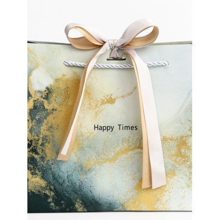 Gift laminated "marble", blue with a bow, 25 x 20 x 12 cm-2