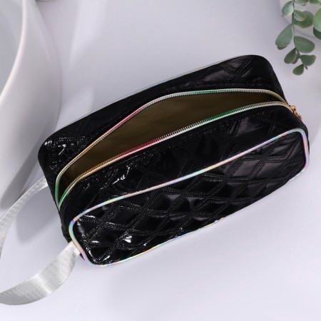 Cosmetic bag with lightning, black color-3