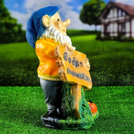 Garden figure "Dwarf with a sign" 28x24x45cm-1