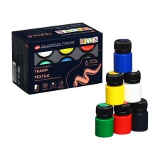 Painting on fabric, set of 6 colors x 20 ml, ZHK Decola, water -based acrylic (2941025)