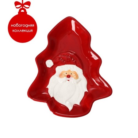 Ceramic Dolyana Grandfather Frost, 21.4 × 17.9 × 2.7 cm, red red