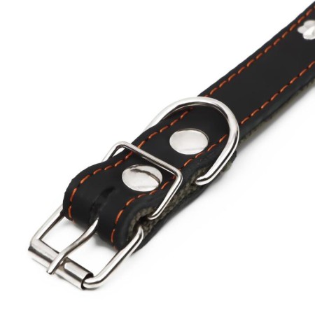 Collar combined leather/tarpaulin, 54 x 2.5 cm, decorated, Osh 35-45 cm, black-3