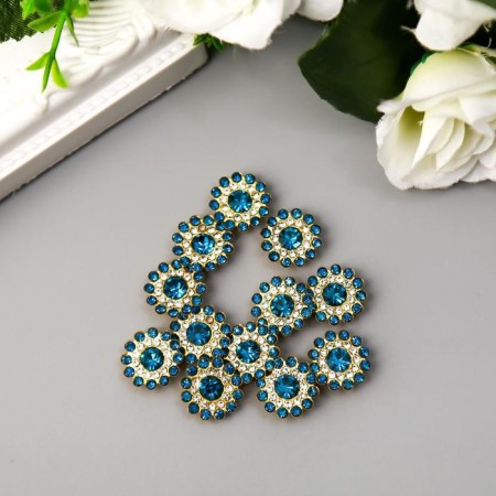 Decor for creativity Plastic "Flower-Solnza blue-green" set of 20 pcs 1.4x1.4 cm-2