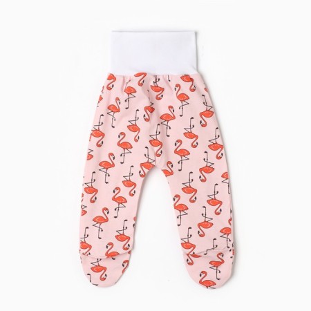 Sliders on a wide elastic band, peach/flamingos color, height 68 cm-3