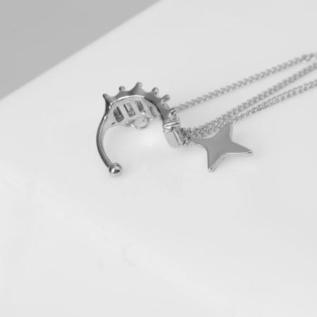 Earr "Kaff" two stars, white color in silver-2