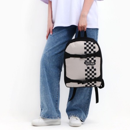 School textile backpack with mount for the skate "Skate More", 38x29x11 cm, black color, lightning department-11