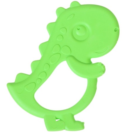 Silicone teething "Dino", green color, heap, button-1