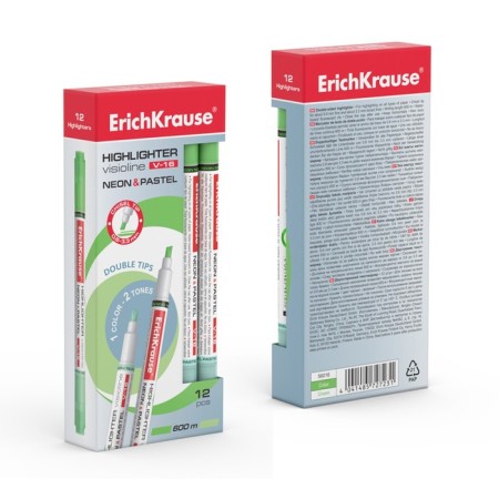 Erichkrause Visioline V-16 Neon+Pastel, 0.6-3.3 mm, bilateral, water-based ink, green, green-3