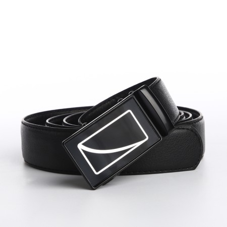 Male belt, width 3.5 cm, buckle machine, black color