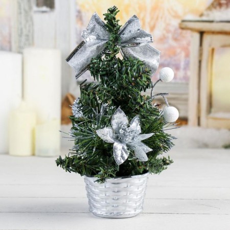 Christmas tree decor "Snow Balls" 20 cm, silver-2
