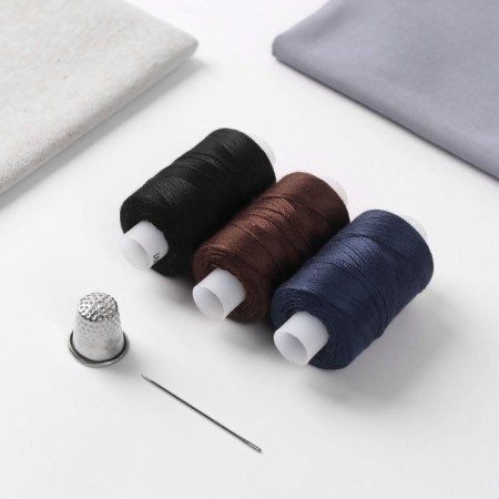 A set of threads "Master", 100ll, 200 m, 3 pcs, needle, eel, black/brown/blue color-1