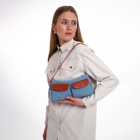 Female bag Textura, average size, color of blue jeans-7