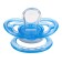 Nipple is an orthodhod dummy, with a cap, +12 months., Blue