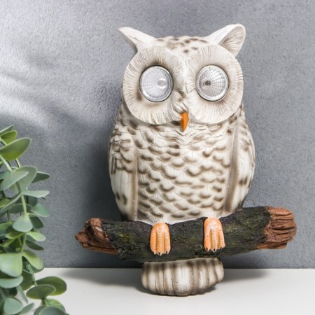 Souvenir Wall Polystone Light "White Eagle owl on a branch" from the solar battery 20x8x17.5 cm