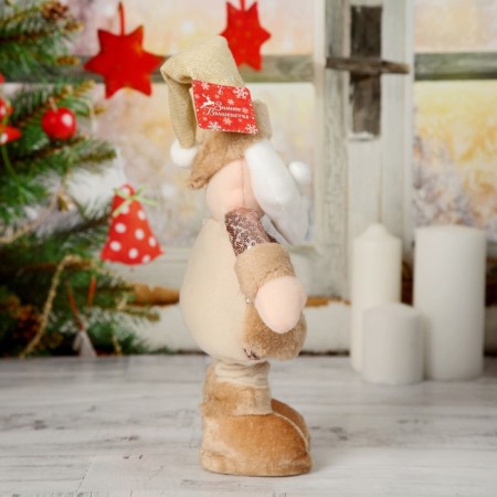 Soft toy "Santa Claus in sequins" stands, 15x41 cm (folded 30 cm), brown-4