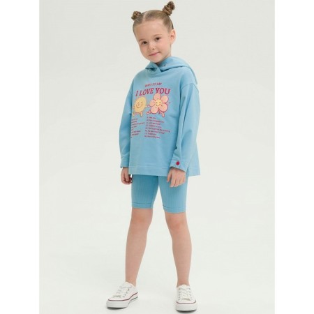 Sweatshirt for girls, height 98 cm, blue color-6
