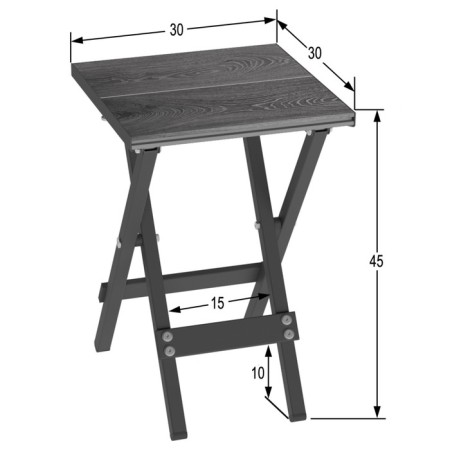 Folding stool "Lounge", 300 × 300 × 450 mm, DPP gray / frame metal black matte-2