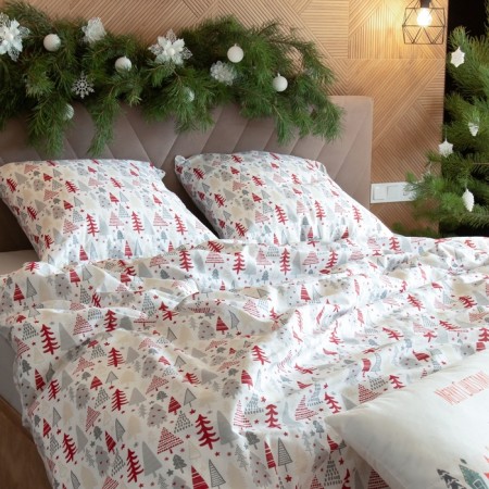 Bed linen "Ethel" 2 joint venture New Year’s Pattern 175x215 cm, 200x220 cm, 70x70 cm - 2 pcs, calico-5