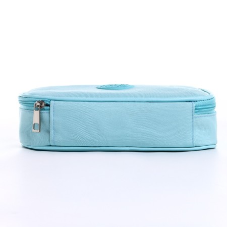 Style cosmetic bag, 21.8*12.5*6, zipper, turquoise-1